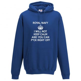 Mens NAVY KEEP CALM Hoodie - Royal Blue, 3XL