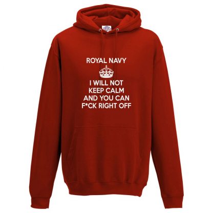 Mens NAVY KEEP CALM Hoodie - Red, 3XL