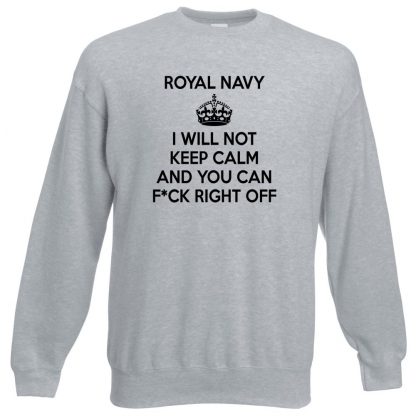 NAVY KEEP CALM Sweatshirt - Grey, 3XL