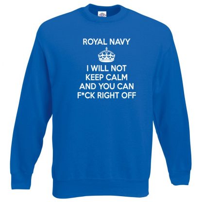 NAVY KEEP CALM Sweatshirt - Royal Blue, 2XL