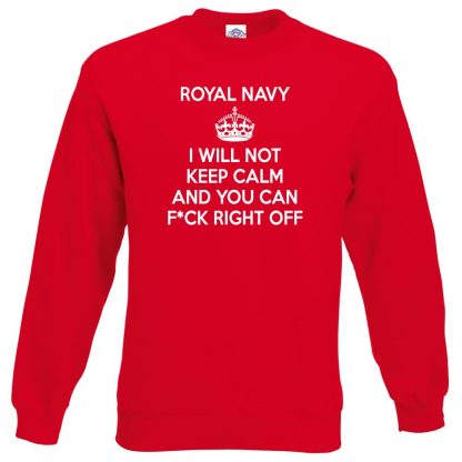 NAVY KEEP CALM Sweatshirt - Red, 2XL