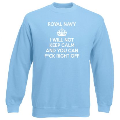 NAVY KEEP CALM Sweatshirt - Sky Blue, 2XL