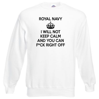 NAVY KEEP CALM Sweatshirt - White, 3XL