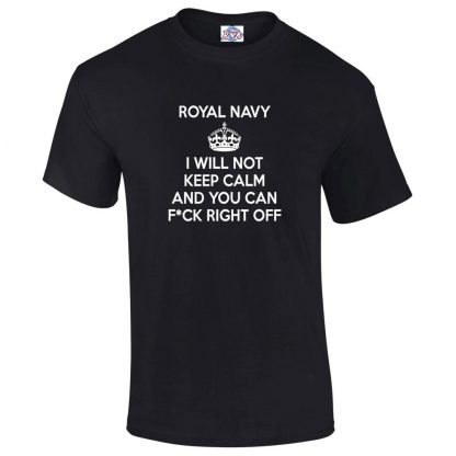 Mens NAVY KEEP CALM T-Shirt - Black, 5XL