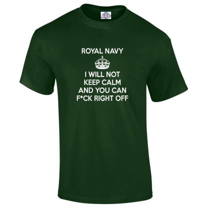 Mens NAVY KEEP CALM T-Shirt - Forest Green, 2XL