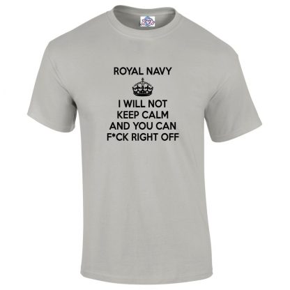 Mens NAVY KEEP CALM T-Shirt - Grey, 5XL