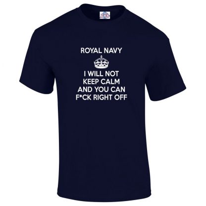 Mens NAVY KEEP CALM T-Shirt - Navy, 5XL
