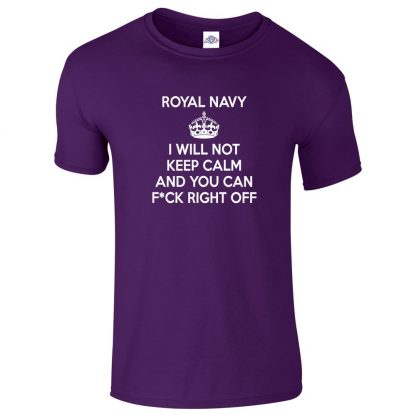 Mens NAVY KEEP CALM T-Shirt - Purple, 2XL