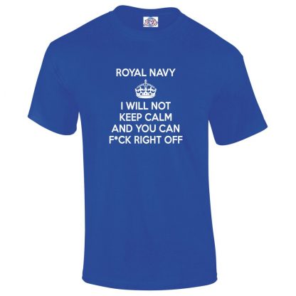Mens NAVY KEEP CALM T-Shirt - Royal Blue, 5XL