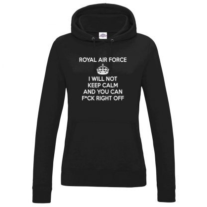 Ladies RAF KEEP CALM Hoodie - Black, 18