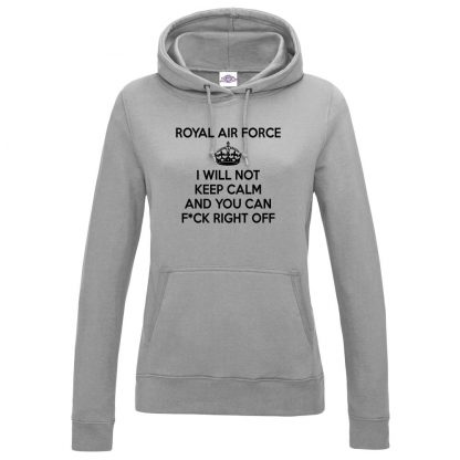 Ladies RAF KEEP CALM Hoodie - Grey, 18