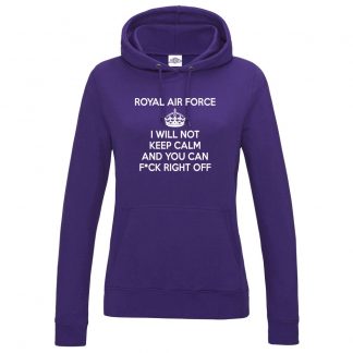 Ladies RAF KEEP CALM Hoodie - Purple, 18