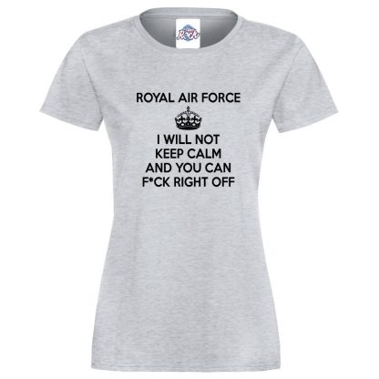 Ladies RAF KEEP CALM T-Shirt - Heather Grey, 18