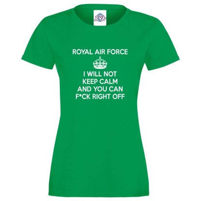 Ladies RAF KEEP CALM T-Shirt - Kelly Green, 18