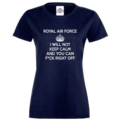 Ladies RAF KEEP CALM T-Shirt - Navy, 18