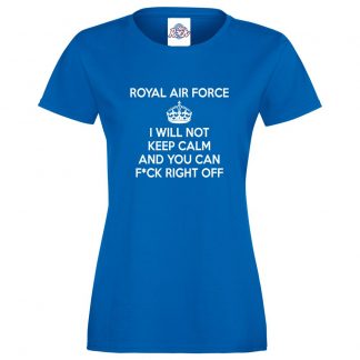 Ladies RAF KEEP CALM T-Shirt - Royal Blue, 18