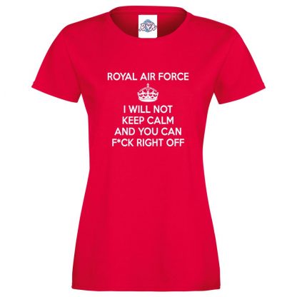 Ladies RAF KEEP CALM T-Shirt - Red, 18