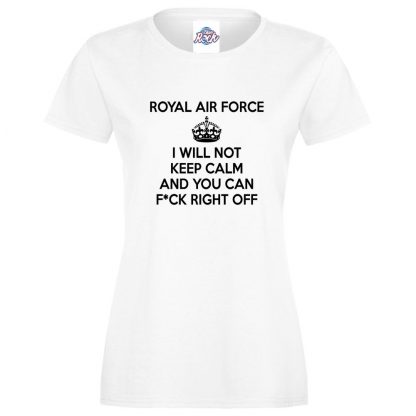 Ladies RAF KEEP CALM T-Shirt - White, 18