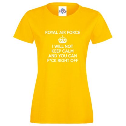 Ladies RAF KEEP CALM T-Shirt - Yellow, 18